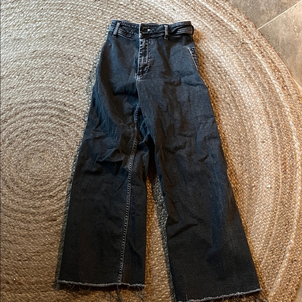 Women's Zara  Black Marine straight  wide leg jeans